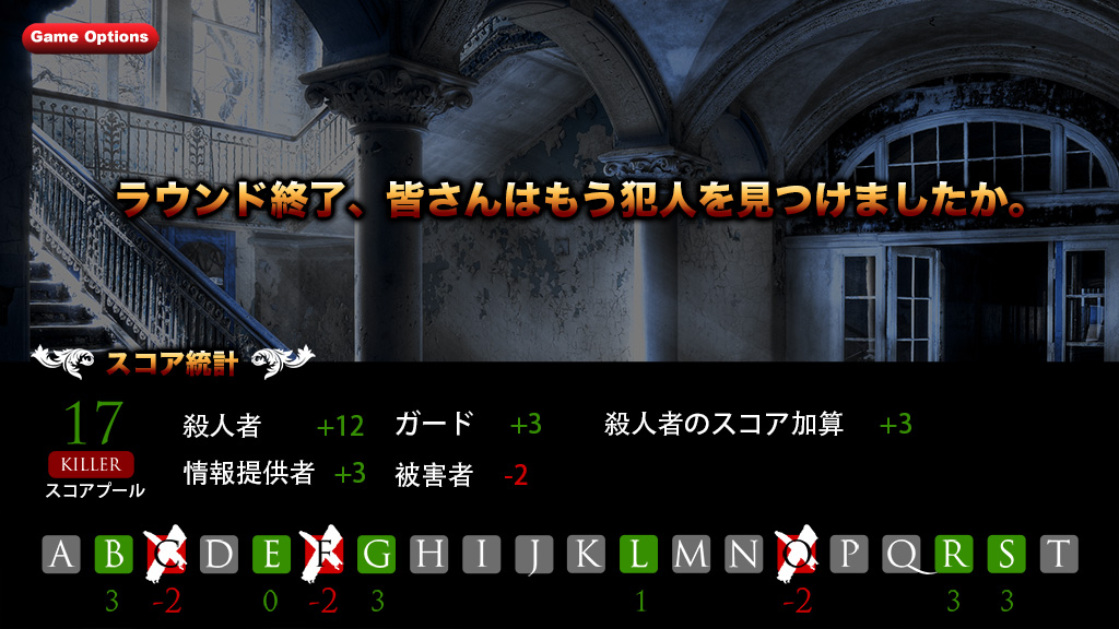 「実写版人狼殺シリーズ」の得点画面